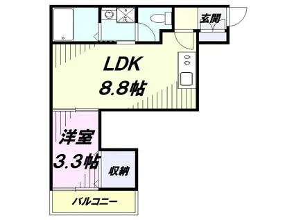 狭山市入間川3丁目アパート(1LDK/1階)の間取り写真