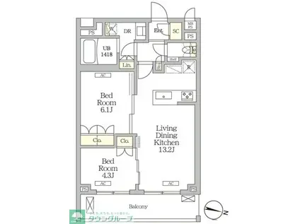 ミレーネ滝野川(2LDK/3階)の間取り写真