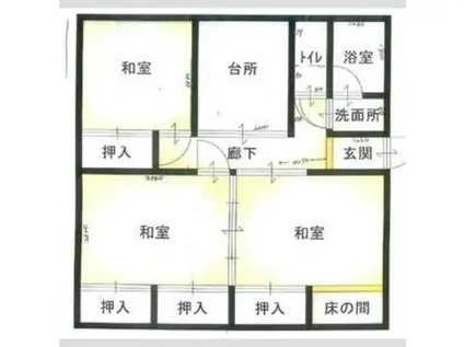 長渕荘(3DK/2階)の間取り写真