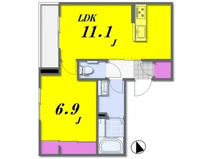 WING COURT 赤塚新町ウイングコートアカツカシンマチ(1LDK/3階)の間取り写真