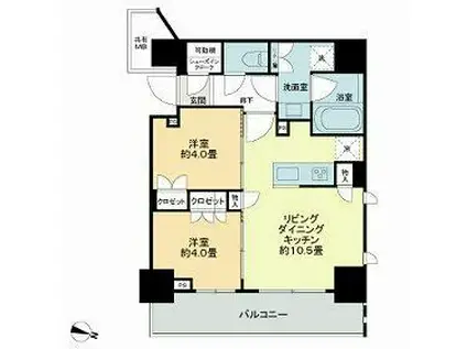 ライオンズ千代田岩本町ミレス-KDA(2LDK/8階)の間取り写真