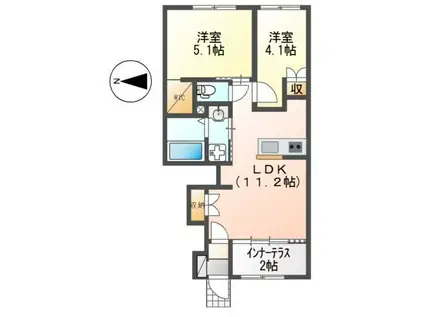 LIGHT SNOW(2LDK/1階)の間取り写真