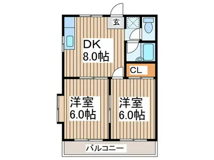 コーポジュン(2DK/3階)の間取り写真