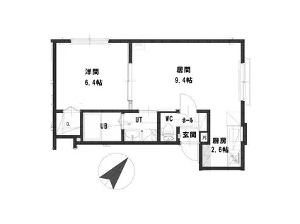 パストラーレ南郷通南(1LDK/2階)の間取り写真