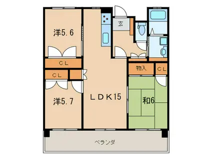 サルヴァトーレ東小倉(3LDK/1階)の間取り写真