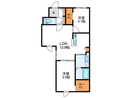 YORI N22 ヨリエヌ22(2LDK/4階)の間取り写真