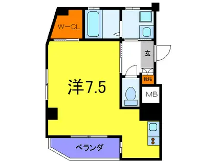 六甲ローズマンション(ワンルーム/5階)の間取り写真