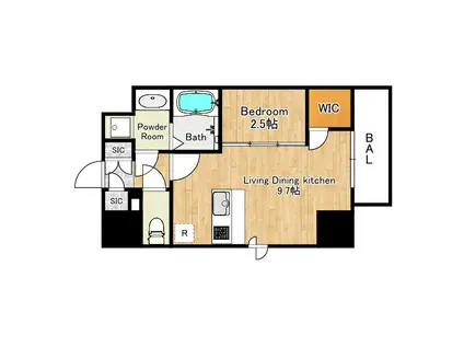 AFFLUENCE難波イースト(1LDK/10階)の間取り写真