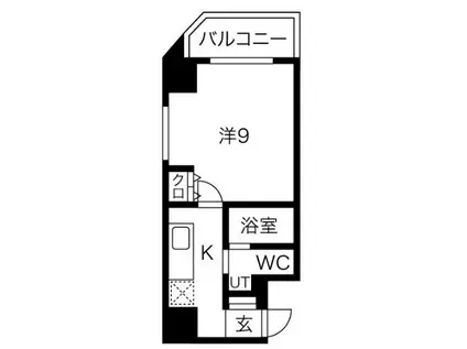 ヴィラタワー谷町(1K/9階)の間取り写真