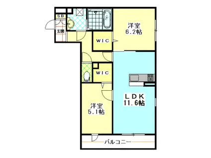 NUKATA COLN M(2LDK/2階)の間取り写真