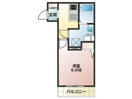 ハルホ・奏の杜・イースト(1K/1階)の間取り写真