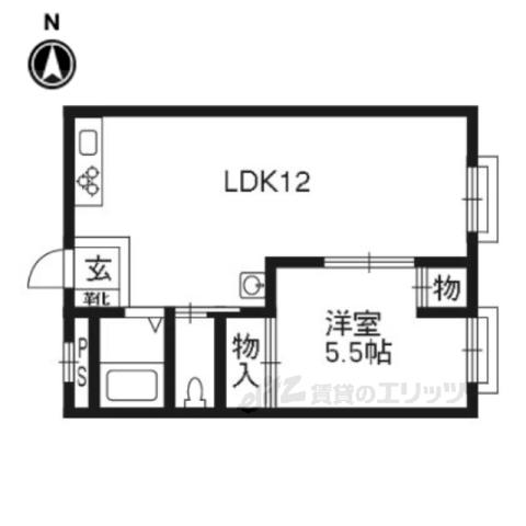 コーポ御前(1LDK/4階)の間取り写真