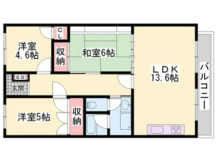 メゾンドール朝霧(3LDK/4階)の間取り写真