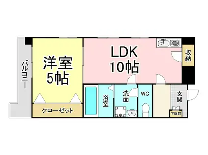 クレベール千防(1LDK/6階)の間取り写真