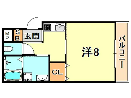 モレス・ヴィラ六甲(1K/3階)の間取り写真