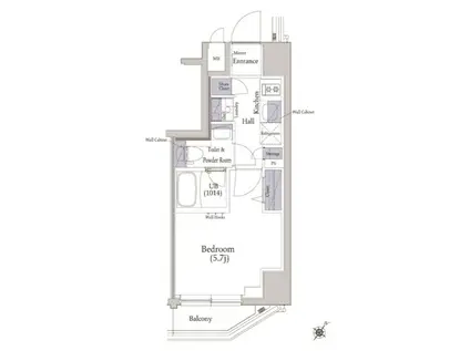 HYS 横浜サウスウエスト(1K/9階)の間取り写真