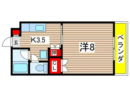 ブランシェ山田(1K/1階)の間取り写真
