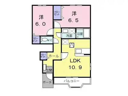 オンブラージュI(2LDK/1階)の間取り写真