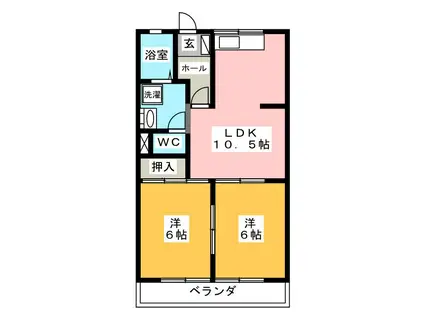 フラワーポリス咲II(2LDK/2階)の間取り写真
