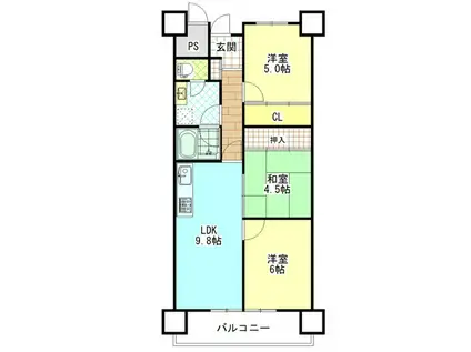 グランドムール津高(3LDK/7階)の間取り写真