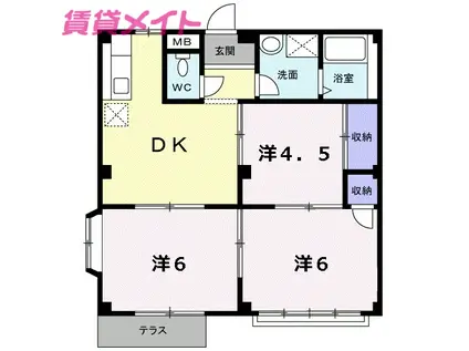 エルディムヒラタ(3DK/1階)の間取り写真