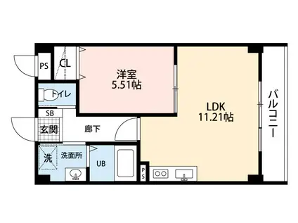 グランソシエ黒髪II(1LDK/3階)の間取り写真