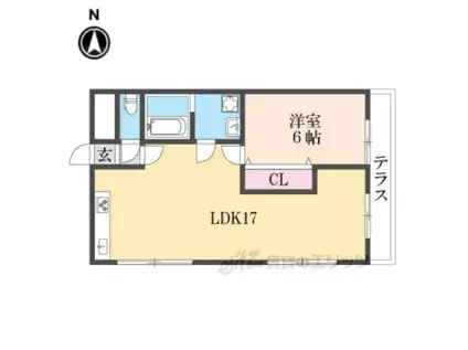 ピンクフィールド(1LDK/1階)の間取り写真