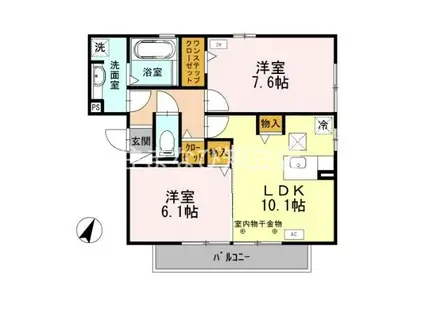 ハイツシダーフォレスト(2LDK/1階)の間取り写真