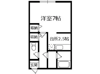 フリーウェイ(1K/2階)の間取り写真