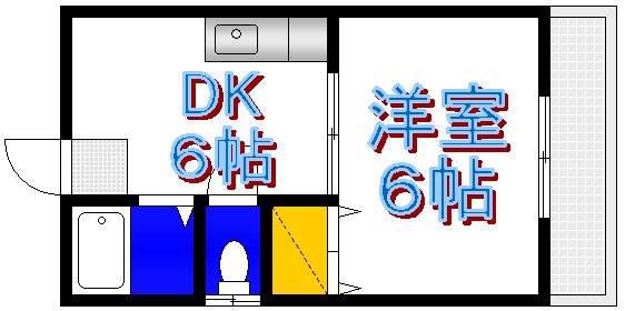 岡本ビル(1DK/3階)の間取り写真