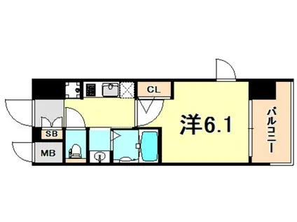 エステムコート三宮イーストIVザ・フロント(1K/3階)の間取り写真