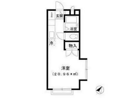 晴空萬里(ワンルーム/1階)の間取り写真