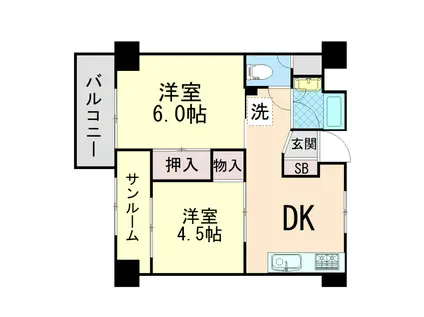 エスペランサ魚崎(2DK/10階)の間取り写真