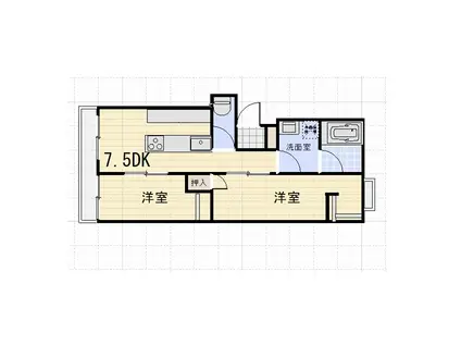 第一八木コーポ(2LDK/4階)の間取り写真