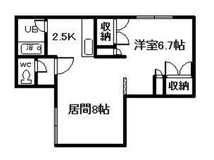 サイレンスミキA・B棟(1LDK/2階)の間取り写真