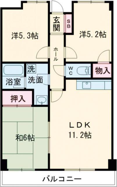 ソレイユ伊吹(3LDK/2階)の間取り写真