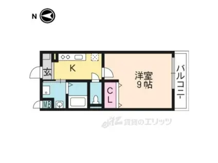 ボヌールアヴニールⅡ(1K/1階)の間取り写真