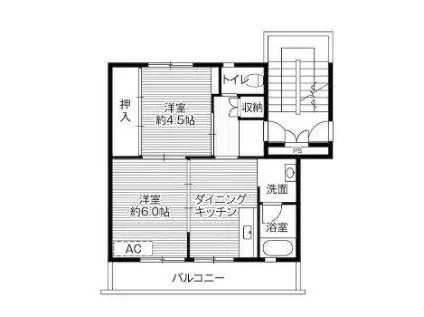 ビレッジハウス石鳥谷1号棟(2DK/4階)の間取り写真