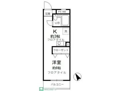 昭島コートエレガンスA(1K/2階)の間取り写真