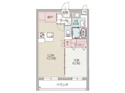 高島町マンション(1LDK/4階)の間取り写真
