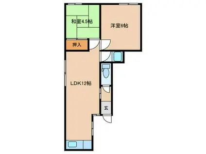 裕マンション(2LDK/1階)の間取り写真