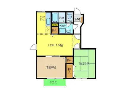 ルミエール(2LDK/1階)の間取り写真