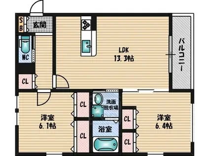SOLEADO(2LDK/3階)の間取り写真