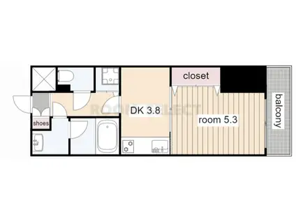 さくらHILLS NISHIKI PLATINUM RESIDENCE(1DK/8階)の間取り写真
