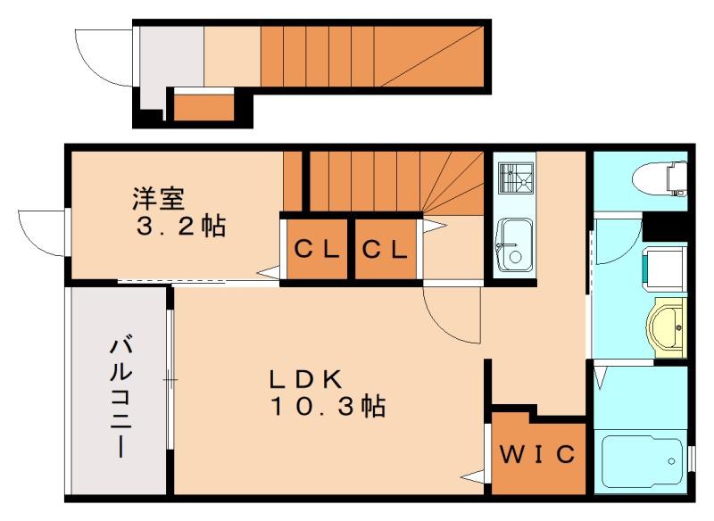 COWBELL COURT(1LDK/2階)の間取り写真