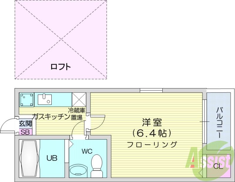 グリーンハイツ(1K/2階)の間取り写真