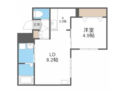 FAVORITE NAKANOSHIMA(1SDK/4階)の間取り写真