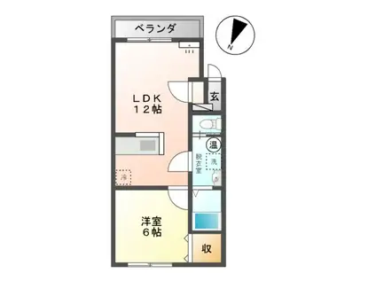 Mハイツ日の出2(1LDK/2階)の間取り写真