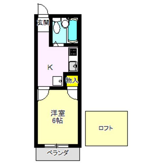 シティーパレスカメリアI(1K/2階)の間取り写真