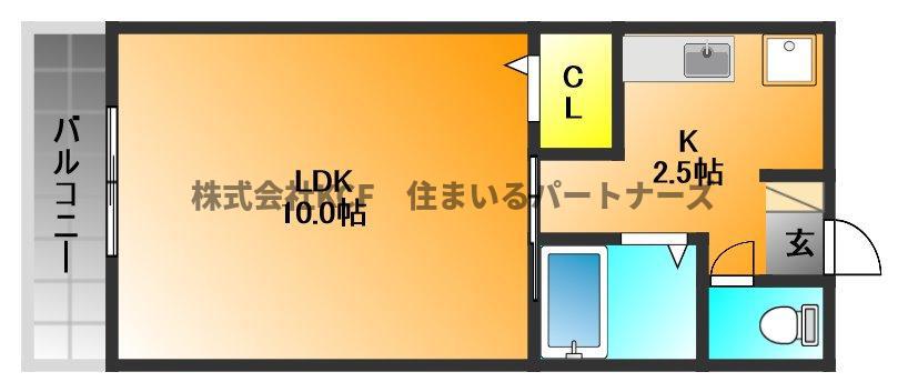 コーポラス坂井(1K/3階)の間取り写真